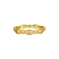 Gestreifter S925 Sterlingsilberring in Gold mit funkelnden runden Zirkonia - US 5 / HK 10 / Stil JA912 / 18K-Gold