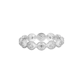 S925 Sterling Silber Vintage Bandring mit Zirkonia-Steinen und Perlenkanten - US 5 / HK 10 / Stil JA913 / Weißgold