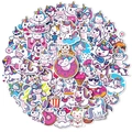 Σετ 50 πολύχρωμα αυτοκόλλητα μονόκερος με αστέρια και καρδιές για παιδικό δωμάτιο - Στυλ Μονόκερος (T01040514)