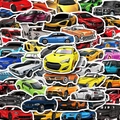 Détails macro d'autocollants graffiti de voitures de course en PVC avec motifs colorés - Style de Course Supercar (T01040450)