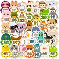 Set di 51 adesivi colorati con animali e numeri per l'educazione precoce dei bambini - Animali Cartoni Animati Digitali (0-50)
