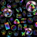 Holographic magic theme PET stickers set with sun, moon, and tarot designs for journaling - Transparent Holographic Sticker-Magic World