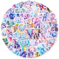 Set of cute cartoon elephant stickers in pastel colors for water bottles and laptops - Cute Elephant Family
