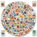 Set of 100 vintage style stickers featuring iconic global landmarks and city scenery - World Landmarks Style A (BP-0000550)