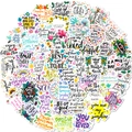 Set de pegatinas motivadoras con flores y frases positivas en inglés para decorar - Lenguaje de las Flores