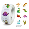 Roll of 500 cartoon dinosaur reward stickers, 1 inch round decals for kids stationery - Dinosaur / 500 Sheets/Roll