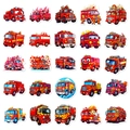 Set of 50 cartoon fire truck stickers for kids featuring various red emergency vehicle designs - Fire Truck Style (T01041259) / 50 Sheets