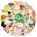 Bohemian BOHO vinyl stickerset met aardetinten voor bagage en helm in kunststijl - Tropische Exotische Stijl (T01040620)