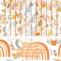 12-sheet 6x6 inch 160gsm boho rainbow scrapbook paper with acid-free floral patterns - Rainbow BOHO Style