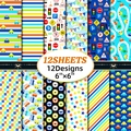 Pack de 12 papeles para álbumes de recortes con 12 diseños coloridos de 6x6 pulgadas - Estilo Lindo Azul (T01041320) / Bolso Individual
