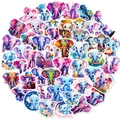 Lot de 50 autocollants d'éléphants colorés en dessin animé avec de jolis motifs décoratifs - Éléphant Rose