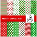 12 hojas de papel navideño para scrapbooking de 6x6 pulgadas con renos y copos nieve - Bolso Individual