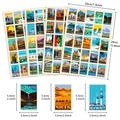 Retro world landmark posters and travel stickers set featuring 100 global vintage designs - World Landmark Poster Style (T01041223)