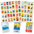 Set of 100 vintage travel stamp stickers featuring iconic global landmarks and retro posters - Vintage World Landmark Mixed Style (T01041416)