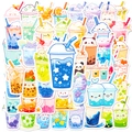 50 stuks waterdichte Kawaii Bubble Tea stickers voor telefoonhoesjes en drinkflessen - Bubble Tea (T01041420)