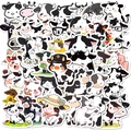 50 simpatici adesivi a forma di mucca impermeabili per valigie e chitarre in bianco e nero - Mucca Bianca e Nera (T01041435)