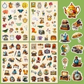 100er Pack Vintage wasserfeste Aufkleber für Koffer, Laptop und Scrapbooking Alben - Vintage Gemischte Illustration (T01041428)