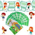 Dettaglio di 50 carte d'azione in inglese con anello di rilegatura verde per bambini - Cognizione delle Azioni