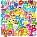 Colorful monster number and animal sticker set for kids including digits zero to nine - Arabic Numerals