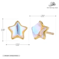 Detail view of S925 sterling silver star stud earrings with iridescent moonstone - Gold