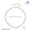 Detalle de pulsera de plata S925 con cuentas azules y dimensiones del colgante - Chapado en Platino Plata 925 - Cuentas Azules