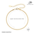 Close-up of S925 sterling silver curb chain with lobster clasp and adjustable extension - Fine Style / Gold