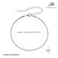 Detail view of S925 sterling silver curb chain bracelet with lobster clasp and 16cm length - Fine Style / Silver
