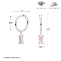 Detail of pink zircon earrings in 925 sterling silver with precise size measurements - White Gold Plated - Light Pink