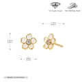 Detailed view of s925 silver cherry blossom studs with 5A zircon and size markings - 925 Silver Gold Plated - White