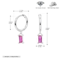 Detail view of S925 sterling silver hoop earrings with pink cubic zirconia measurements - 925 Silver White Gold Plated - Red Corundum