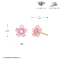 Detail view of pink enamel cherry blossom stud earrings with S925 silver hallmark - 925 Silver Gold Plated Pink