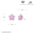 Macro shot of S925 silver cherry blossom studs with pink enamel and 5A cubic zirconia - 925 Silver Platinum Plated Pink