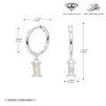 Detail of 925 sterling silver earring with 5A yellow zircon drop and size dimensions - White Gold Plated 925 Silver - Yellow