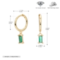 Macro detail of 925 sterling silver gold earrings with green 5A cubic zirconia stones - Gold Plated - Emerald