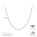 Macro detail of S925 sterling silver chain with multicolored 0.28cm cubic zirconia stones - 925 Silver / Silver