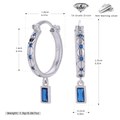 S925 Sterling Silber Creolen mit blauem Zirkon-Rechteck-Anhänger und 5A-Steinen - Silberne Basis Blauer Edelstein