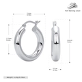 Tableau de mesure détaillé des boucles d'oreilles créoles en argent massif S925 - M / Or blanc
