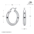 Detaillierte Größentabelle für S925 Sterling Silber Creolen mit genauen Maßen - L / Weißgold