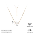 Detailed size specifications for S925 silver necklace with rectangular zircon stone - Gold - Light Sea Blue (March)