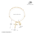Vista detallada de la pulsera rosario de plata 925 con medidas de cruz y la medalla - Dorado