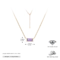 Detail showing rectangular purple zircon pendant with dimensions and 925 silver stamp - Gold - Amethyst Purple (February)