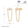 Détails des boucles d'oreilles couronne en argent S925 avec zircons et dimensions exactes - Argent 925 plaqué or jaune