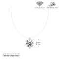 Detail view of S925 sterling silver mermaid tear pendant on invisible fishing line necklace - 925 Silver Platinum Plated-8MM (Zircon)