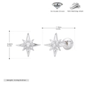 Macro view of S925 sterling silver star stud earring with dimensions and 5A zircon detail - Silver