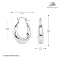 Tableau des tailles détaillé des boucles d'oreilles goutte en argent 925 avec mesures - Argent 925 plaqué or blanc