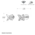 Detaillierte Größentabelle für S925 Kleeblatt-Ohrstecker mit 5A-Zirkonia-Besatz - 4.5mm / 925 Silber Weißgold beschichtet