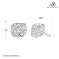 Detailweergave van S925 sterling zilveren oorknopjes met afmetingen in inch en cm - Zilver