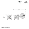 Detail von S925 Silber Kleeblatt-Ohrstecker mit 5A Zirkon und flacher Labret-Rückseite - 3.5mm / 925 Silber Weißgold beschichtet