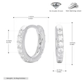 Detailed dimensions of S925 sterling silver huggie earrings with 5A grade zircon stones - Silver-White Zirconia