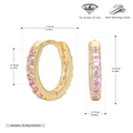 Macro shot of 925 sterling silver huggie earrings featuring 5A pink cubic zirconia - Gold-Pink Zirconia
